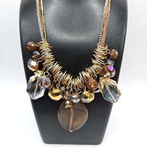 Lane Bryant Gold & Leather Chunky Multilayer Necklace